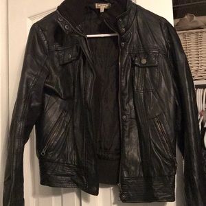 Black leather coat